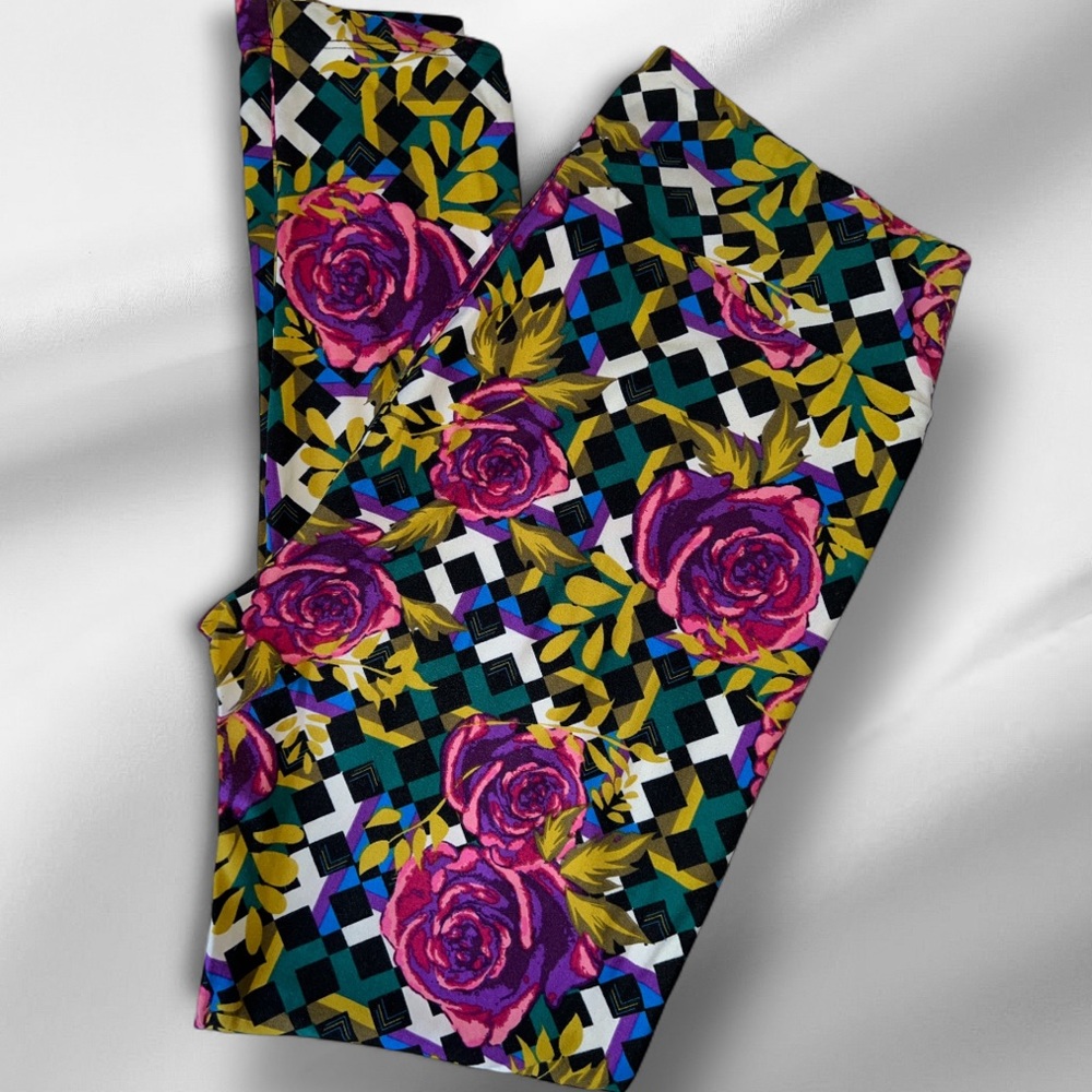 LulaRoe Floral Geometric Patterned Leggings Tall and Curvy